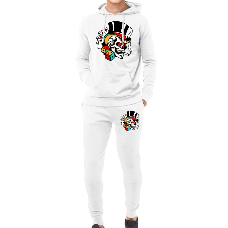 Skull Gamble Playingcards Hoodie & Jogger Set | Artistshot