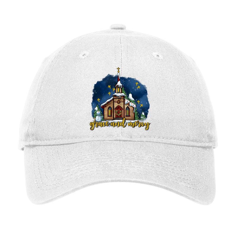 Christmas Church And Snow Grace And Mercy Adjustable Cap by AdoDesignShop | Artistshot