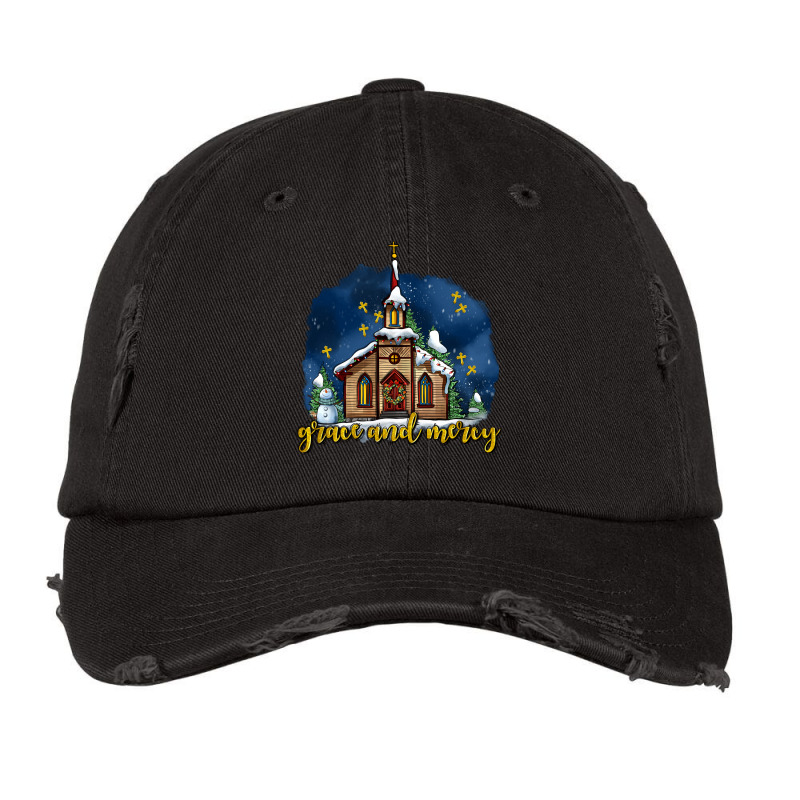 Christmas Church And Snow Grace And Mercy Vintage Cap by AdoDesignShop | Artistshot