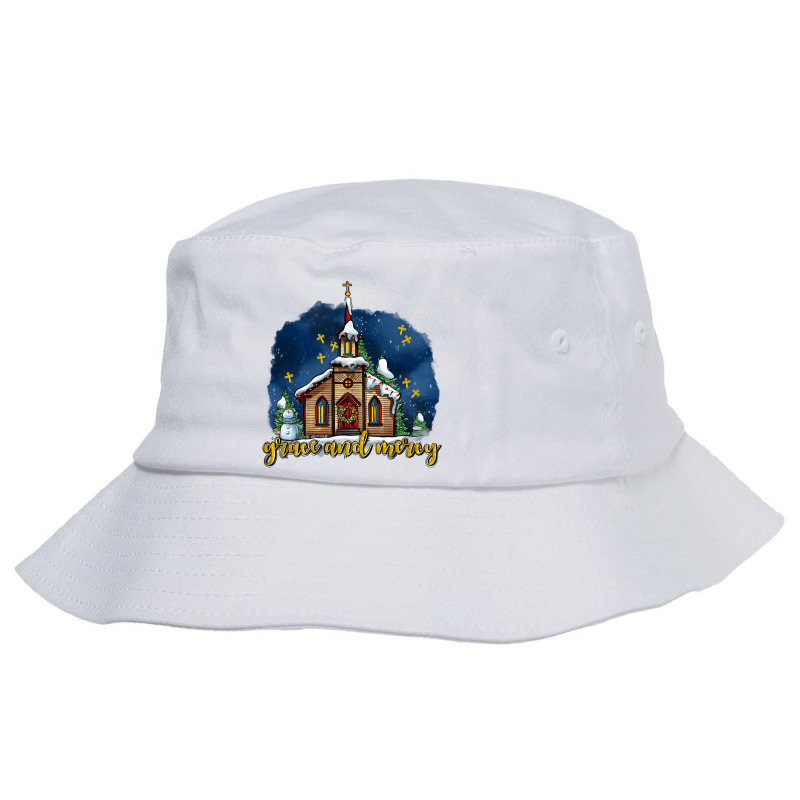 Christmas Church And Snow Grace And Mercy Bucket Hat by AdoDesignShop | Artistshot