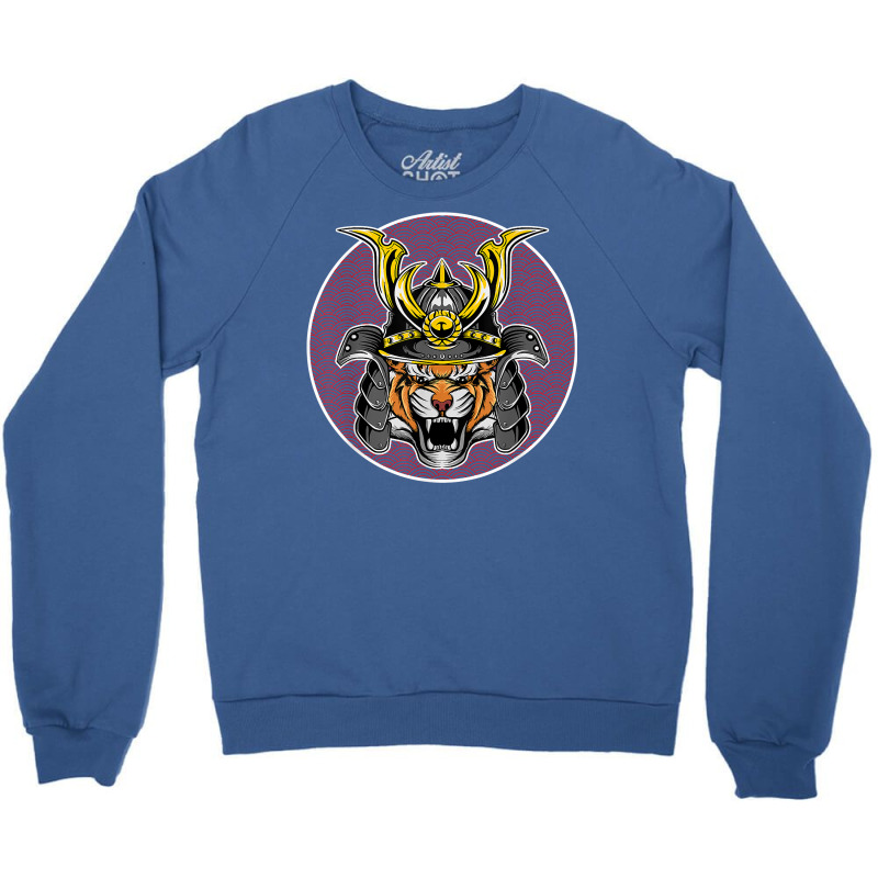 Tiger Samurai Helmet Funny Japanese Warrior Design Crewneck Sweatshirt by beetuledwell8 | Artistshot