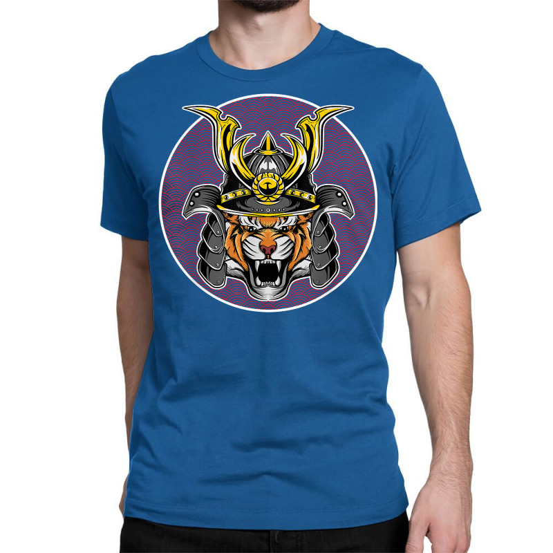 Tiger Samurai Helmet Funny Japanese Warrior Design Classic T-shirt by beetuledwell8 | Artistshot