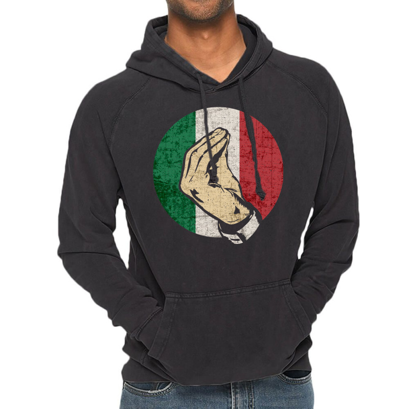 Italian Hand Gesture Sing Language Funny Italy Flag Vintage Vintage Hoodie by calceabbane2 | Artistshot