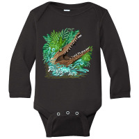 Hot Trend Crocodile Alligator Attack In The Swamp Long Sleeve Baby Bodysuit | Artistshot