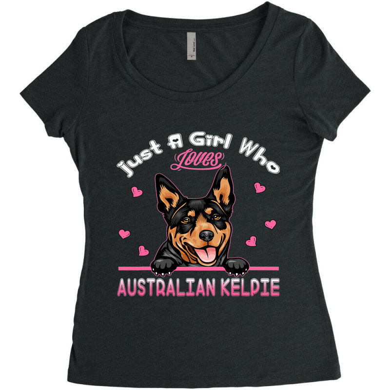 Just A Girl Who Loves Australian Kelpie 262 Women's Triblend Scoop T-shirt by DEBORAHBOURSSIQUOT | Artistshot