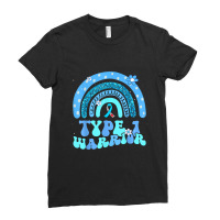 T1d Warrior Type 1 Diabetes Awareness Blue Ribbon Ladies Fitted T-shirt | Artistshot