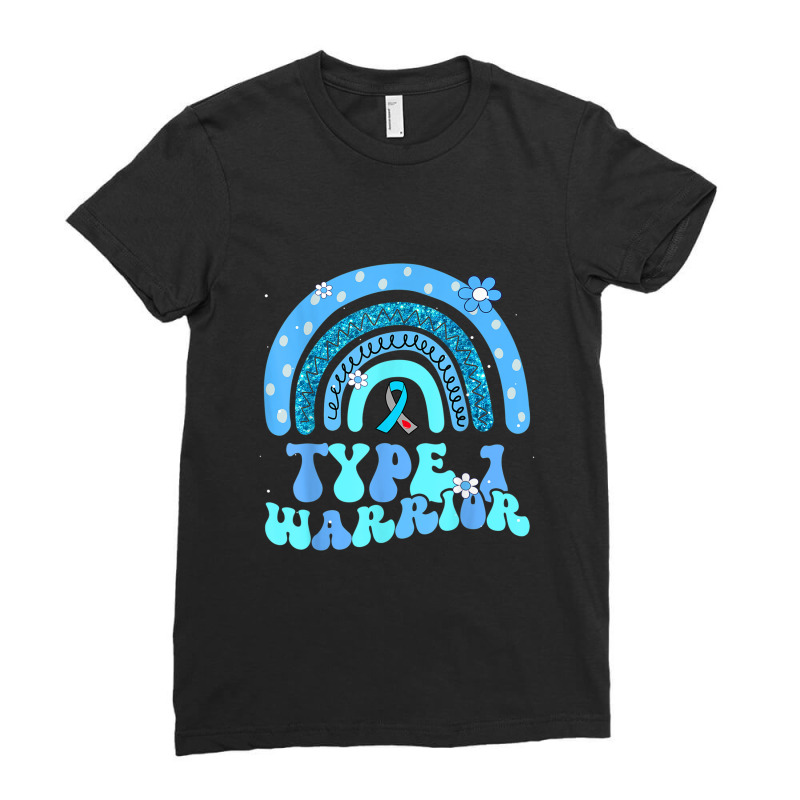 T1d Warrior Type 1 Diabetes Awareness Blue Ribbon Ladies Fitted T-Shirt by JosephWDaniels | Artistshot