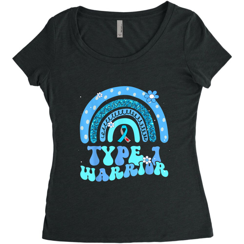 T1d Warrior Type 1 Diabetes Awareness Blue Ribbon Women's Triblend Scoop T-shirt by JosephWDaniels | Artistshot