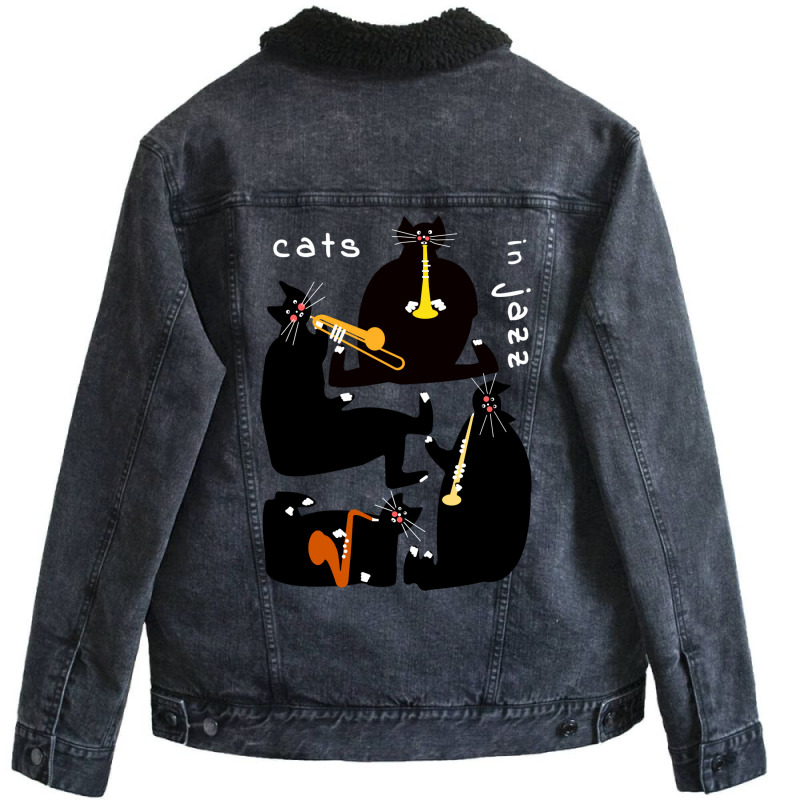 Cats In Jazz Classic  Tumblr Unisex Sherpa-Lined Denim Jacket by yazidukolopt | Artistshot