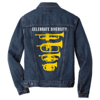 Celebrate Diversity Funny Trumpet Flugelhorn Cornet Pocket Trumpet Gif Men Denim Jacket | Artistshot