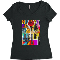 Copy Of Tie Dye Tile Electric Guitar Trippy Fire Hippie Jimi Display P Women's Triblend Scoop T-shirt | Artistshot