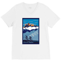 Giro D' Italia Retro  Passo Dello Stelvio Cycling Poster V-neck Tee | Artistshot