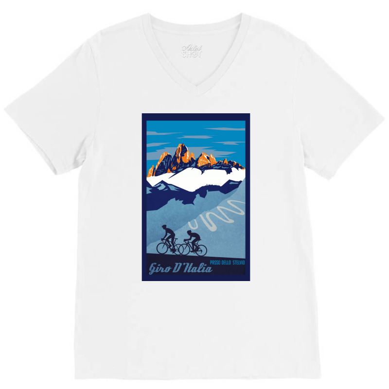 Giro D' Italia Retro  Passo Dello Stelvio Cycling Poster V-Neck Tee by nianaraegana | Artistshot