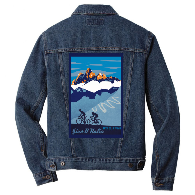 Giro D' Italia Retro  Passo Dello Stelvio Cycling Poster Men Denim Jacket by nianaraegana | Artistshot