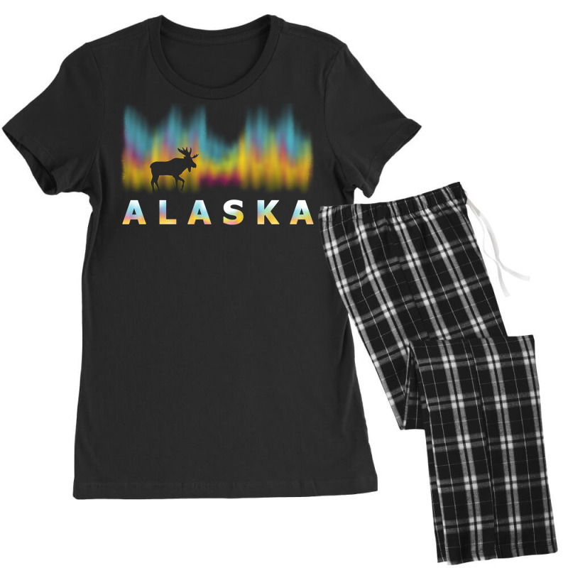 Alaska Reindeer Design With Polar Lights And Moose Pullover Hoodie Women's Pajamas Set by polioukhi | Artistshot