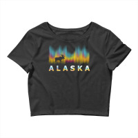 Alaska Reindeer Design With Polar Lights And Moose Pullover Hoodie Crop Top | Artistshot