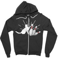 Alley Cat Tipping Pins Funny Bowling T Shirt Zipper Hoodie | Artistshot