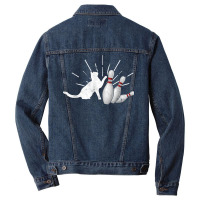 Alley Cat Tipping Pins Funny Bowling T Shirt Men Denim Jacket | Artistshot