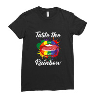 Taste The Rainbow Color Mouth Lips Tongue Lick Saying Lgbt Ladies Fitted T-shirt | Artistshot