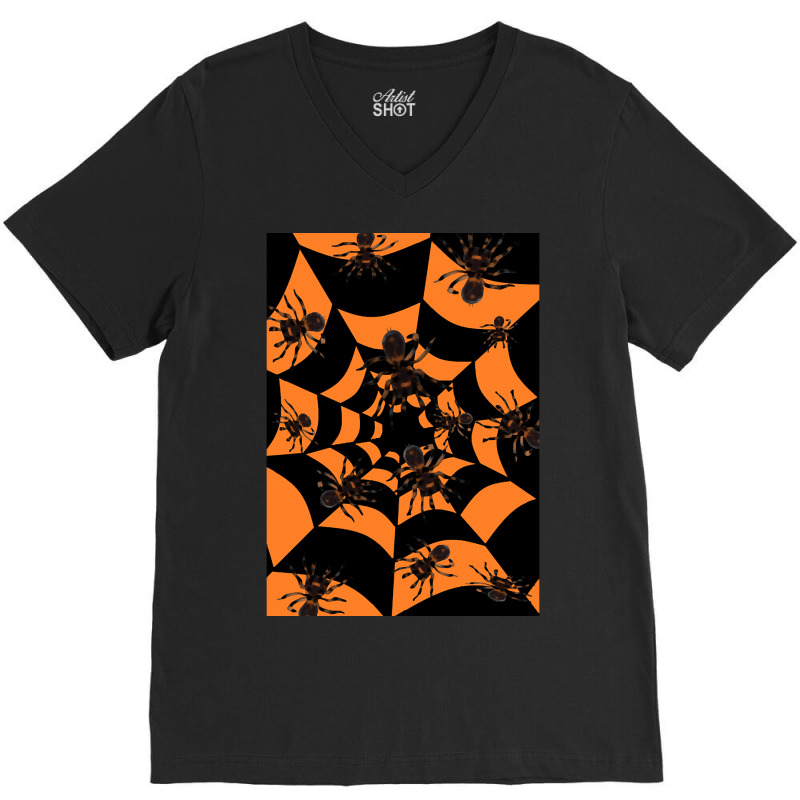 Hot Trend Halloween Tarantula Spiders In Orange And Black Tunnel V-neck Tee | Artistshot