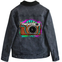 Tie Dye Gemstone Vintage Camera Unisex Sherpa-lined Denim Jacket | Artistshot