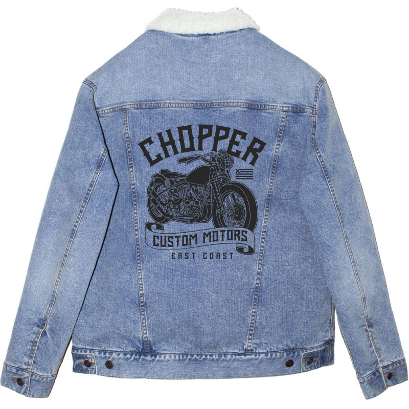 Motorcycle Chopper Unisex Sherpa-Lined Denim Jacket by Perfect Designers | Artistshot