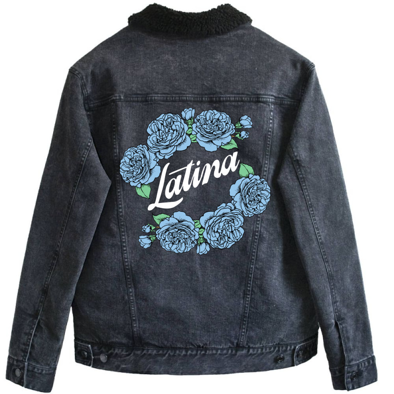 Latina Blue Rose For Dark Unisex Sherpa-Lined Denim Jacket by autlu2024 | Artistshot