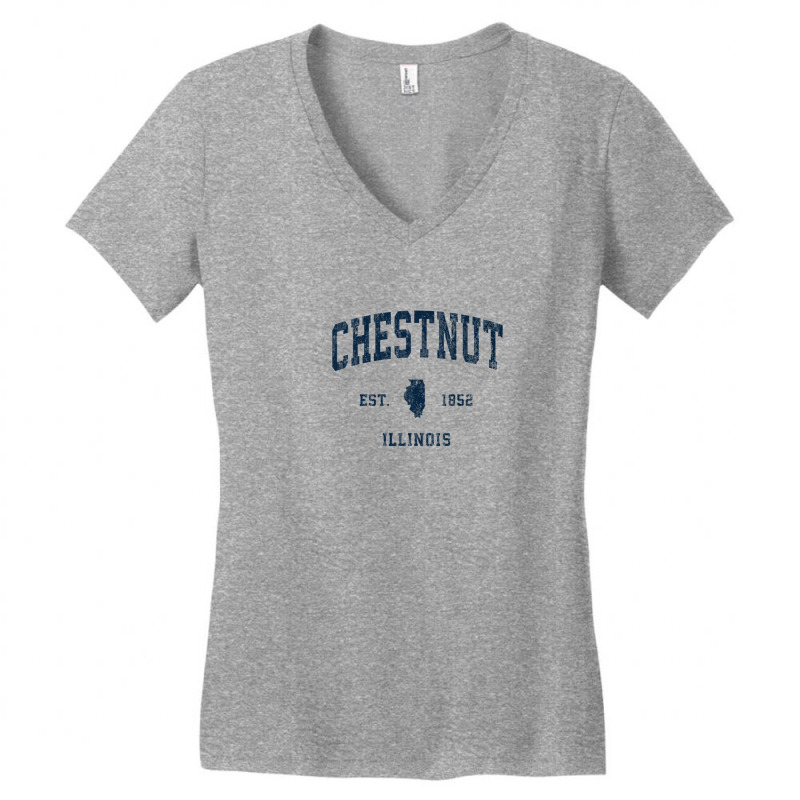 Chestnut Illinois Il Vintage Athletic Navy Sports Design Women's V-Neck T-Shirt by legatgzlezy | Artistshot