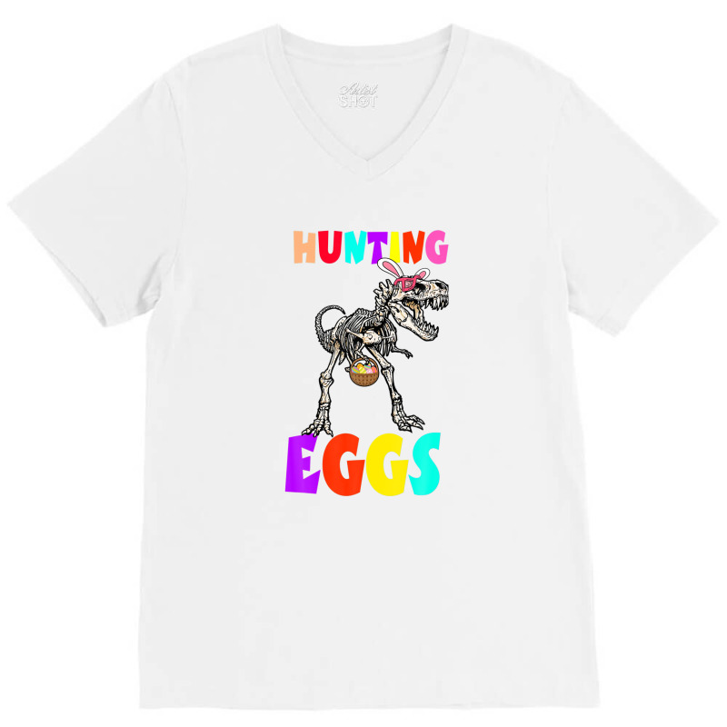 Hunting Egg Dinosaur Bone Bunny Ear Boy Kid Toddler Gift V-Neck Tee by kajmakgezimiy | Artistshot