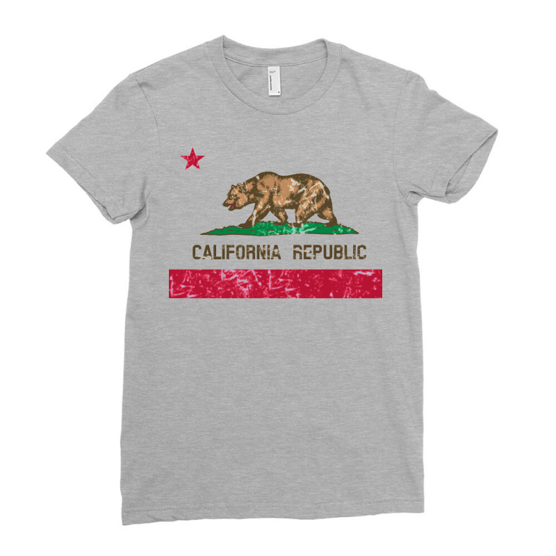 California Republic State Flag Distressed Vintage Ladies Fitted T-Shirt by kampeljawdatq | Artistshot