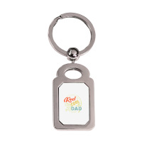 Mens Reel Cool Dad  Funny Valentine Fathers Day Christmas Silver Rectangle Keychain | Artistshot