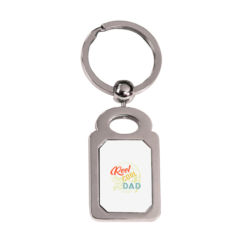 Mens Reel Cool Dad  Funny Valentine Fathers Day Christmas Silver Rectangle Keychain | Artistshot