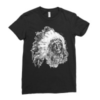 Native American Portrait T  Shirt Native American Chief Black And Whit Ladies Fitted T-shirt | Artistshot