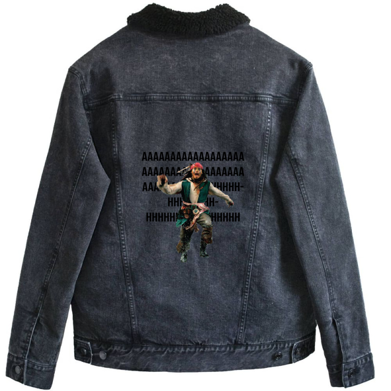 Jack Sparrow Running Away Unisex Sherpa-Lined Denim Jacket by aikhangawade | Artistshot