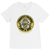 Frankie's Fiendish Chop Shop V-neck Tee | Artistshot