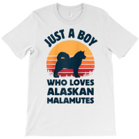 Alaskan Malamute Just A Boy Who Loves Retro Vintage Sunset Raglan Base T-shirt | Artistshot