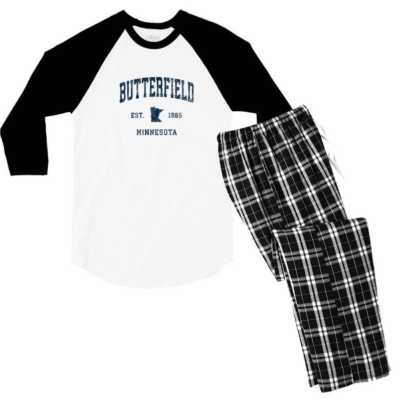 Butterfield Minnesota Mn Vintage Athletic Navy Sports Design Men's 3/4 Sleeve Pajama Set by legatgzlezy | Artistshot