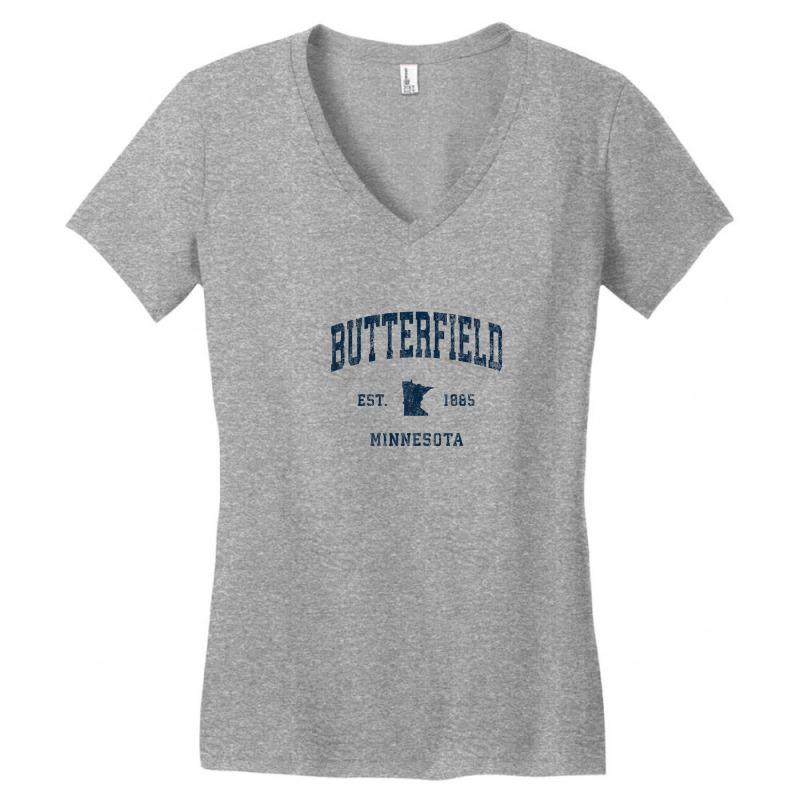 Butterfield Minnesota Mn Vintage Athletic Navy Sports Design Women's V-Neck T-Shirt by legatgzlezy | Artistshot