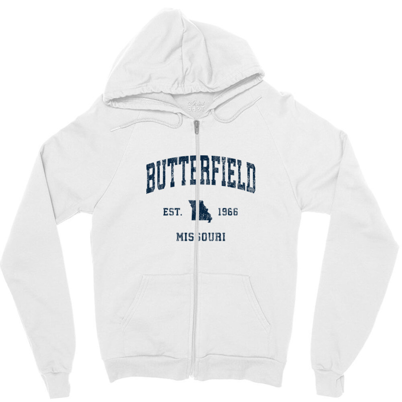 Butterfield Missouri Mo Vintage Athletic Navy Sports Design Zipper Hoodie by legatgzlezy | Artistshot