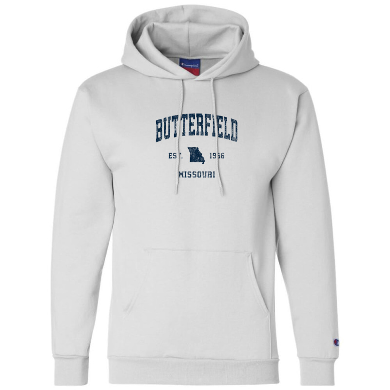 Butterfield Missouri Mo Vintage Athletic Navy Sports Design Champion Hoodie by legatgzlezy | Artistshot