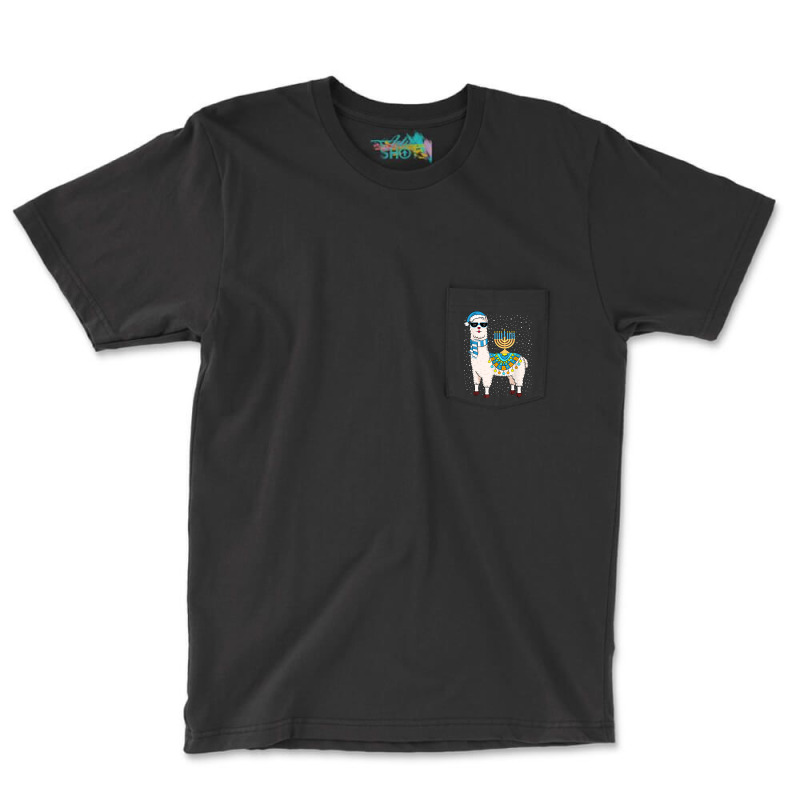 Llama With Jewish Hanukkah Chanukah Menorah Pocket T-shirt | Artistshot