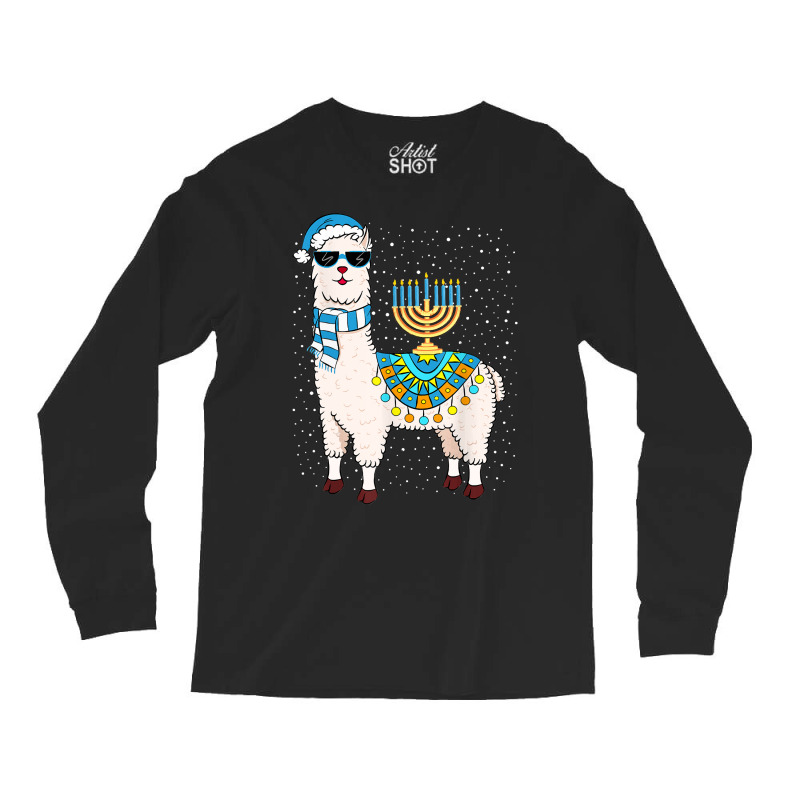 Llama With Jewish Hanukkah Chanukah Menorah Long Sleeve Shirts | Artistshot