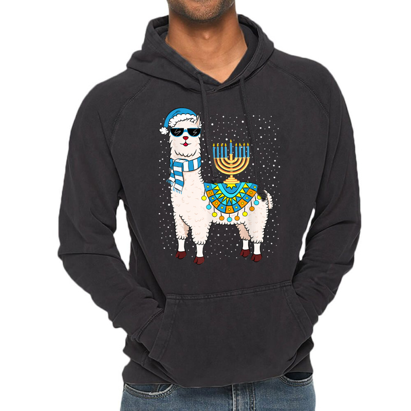 Llama With Jewish Hanukkah Chanukah Menorah Vintage Hoodie | Artistshot