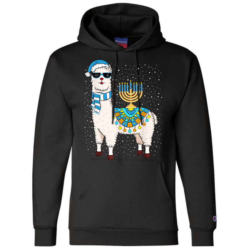 Llama With Jewish Hanukkah Chanukah Menorah Champion Hoodie | Artistshot