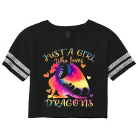 Just A Girl Who Loves Dragons Color Tie Dye Dragon Rainbow 5 Scorecard Crop Tee | Artistshot