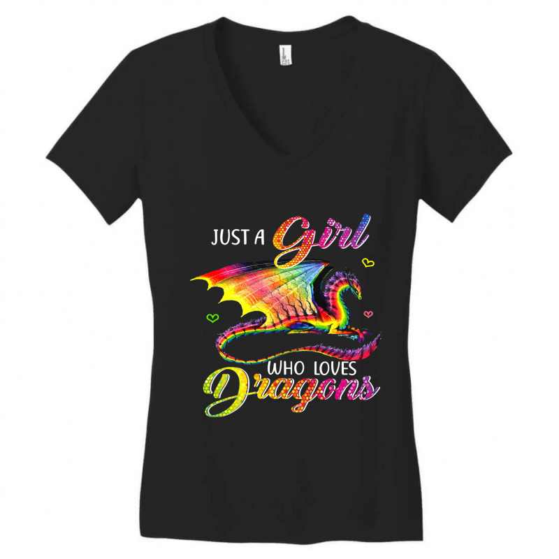 Just A Girl Who Loves Dragons Cute Dragon Themed Teen 95 Women's V-Neck T-Shirt by DEBORAHBOURSSIQUOT | Artistshot