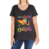 Just A Girl Who Loves Dragons Cute Dragon Themed Teen 95 Ladies Curvy T-shirt | Artistshot