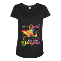 Just A Girl Who Loves Dragons Cute Dragon Themed Teen 95 Maternity Scoop Neck T-shirt | Artistshot