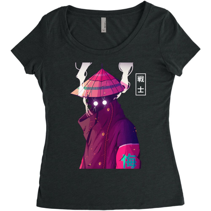 Japanese Cyberpunk Samurai Warrior Women's Triblend Scoop T-shirt by ErnestGallon | Artistshot