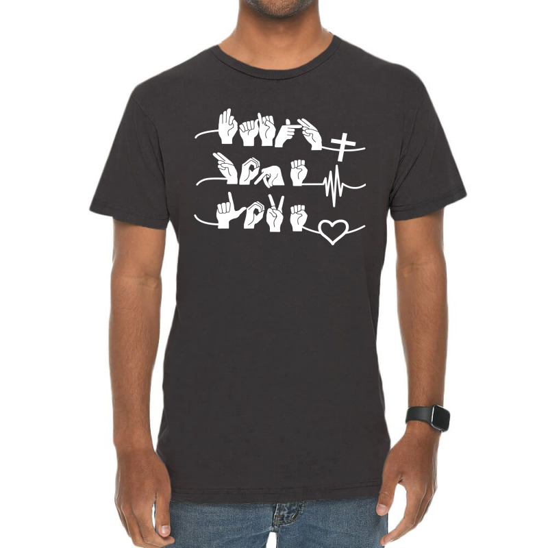 Jesus Christ Christian Faith Hope Love Asl American Sign Language Pray Vintage T-Shirt by SCOTTALLENZ | Artistshot